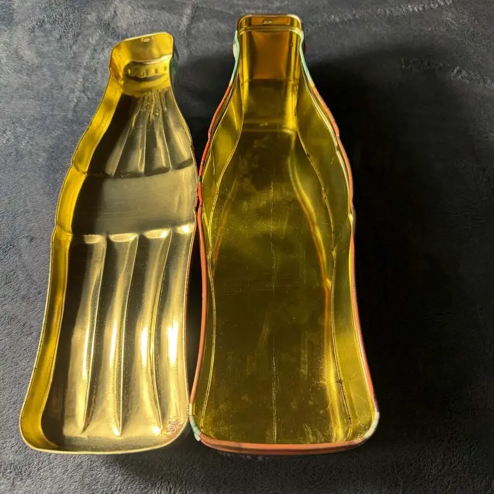 Vintage 1997 Coca-Cola Bottle-Shaped Hinged Metal Tin Container
